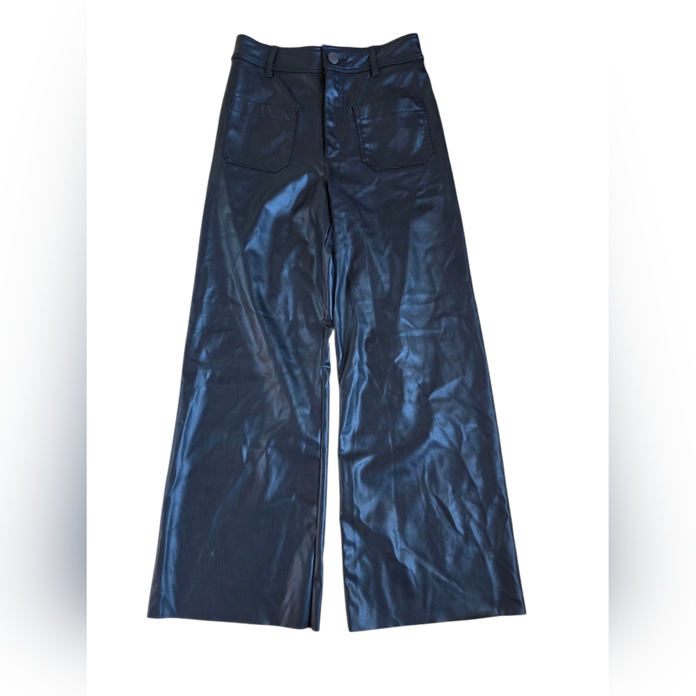 Zara Black Faux Leather Wide Leg Pants Size 4